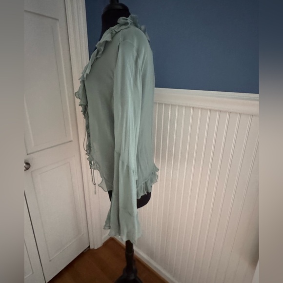 Zara Light Green Ruffled Blouse - Picture 2 of 6